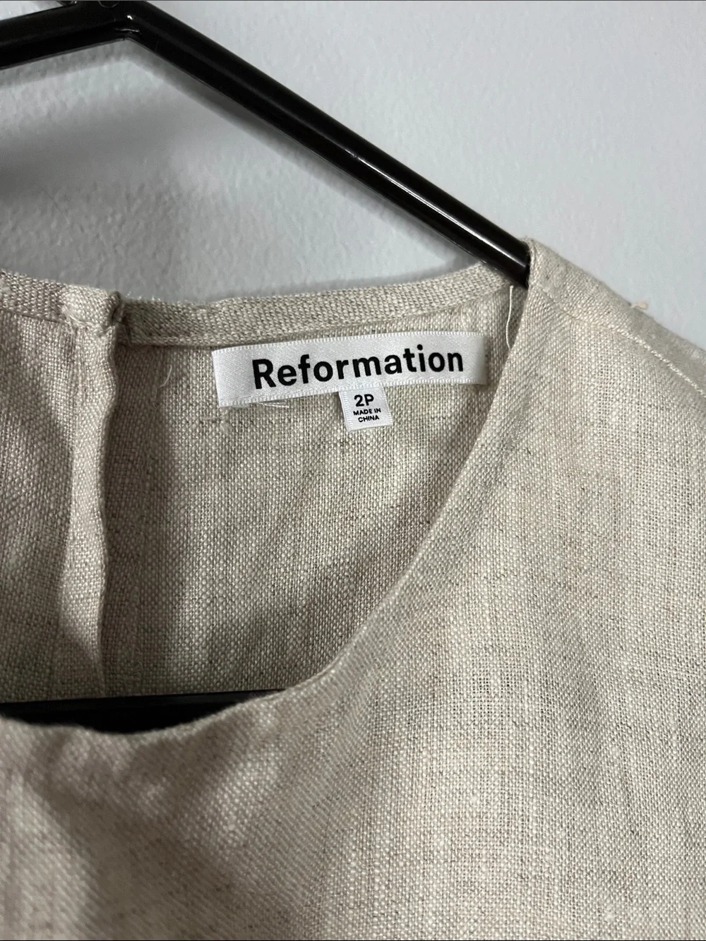 Reformation Naomi linen jumpsuit in oatmeal size 2 petite minimalist